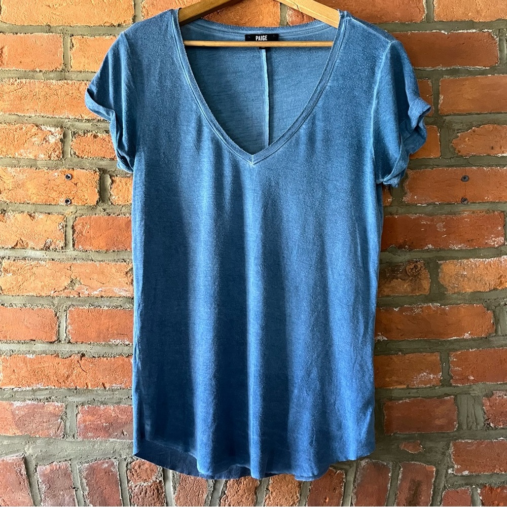 PAIGE “Charlie” Blue V-neck Tee size S